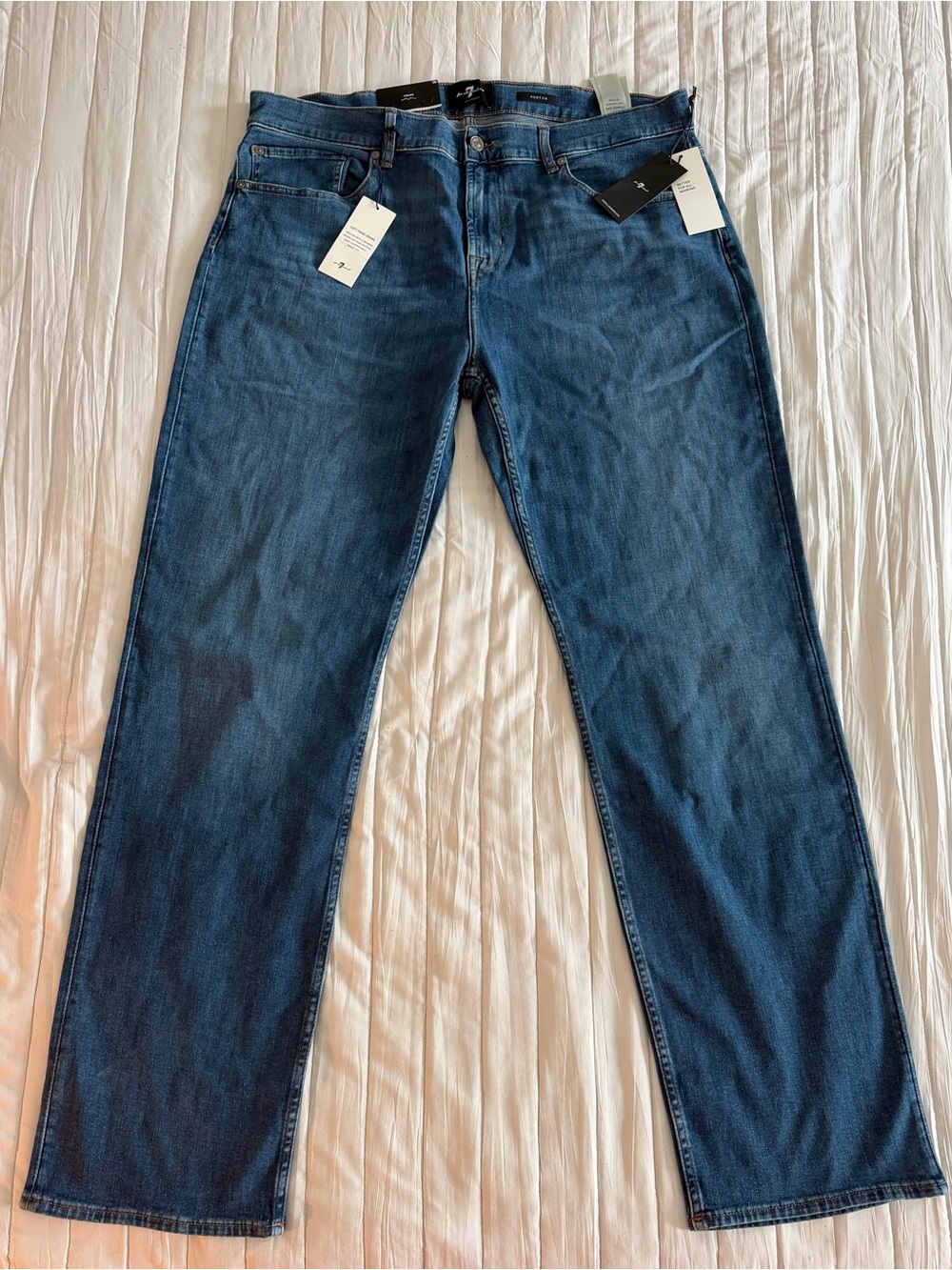 7 For All Mankind Men's Straight Jeans in Dark Blue Austyn